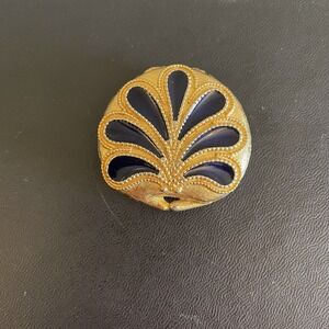 VINTAGE ESTEE LAUDER‎ SOLID PERFUME COMPACT GOLD TONE WITH COBALT BLUE DESIGN
